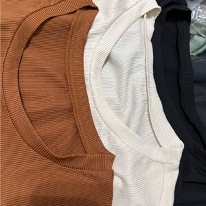 Ribbed Tank Tops in Brown, Cream, and Black